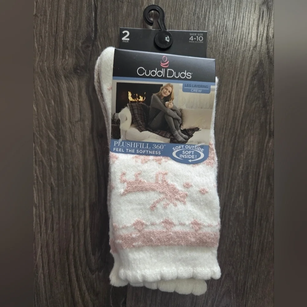 Cuddl Duds Plushfill Crew Socks 2pk NWT